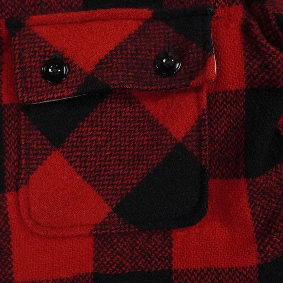 VTG 50s BIG MIKE Buffalo Plaid Wool Jacket 46‎ Red Black Talon Zip Union Made US